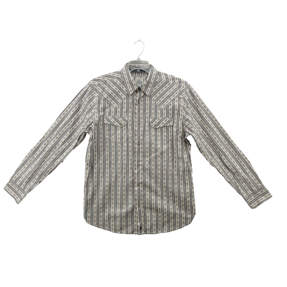 Moon Shine Men Shirt Medium Western Long Sleeve Cotton Snap New